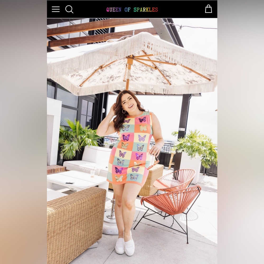 Brand new QOS Colorblock Butterfly Sweater Tank Dress